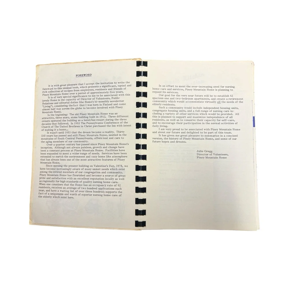 Love Is Piney Mountain Home Cookbook Fayetteville‎ PA Community Recipes Vintage